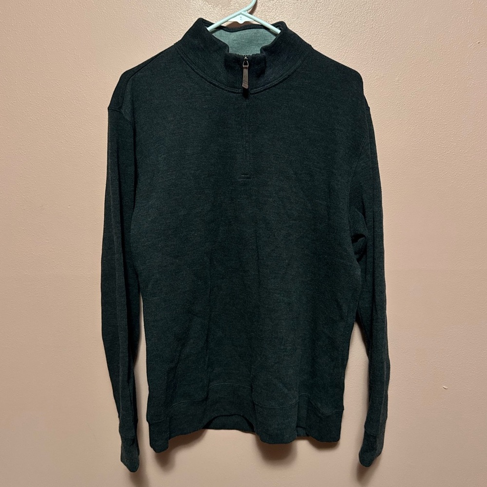 Lands' End Men's Dark GreyZip-Up Sweater